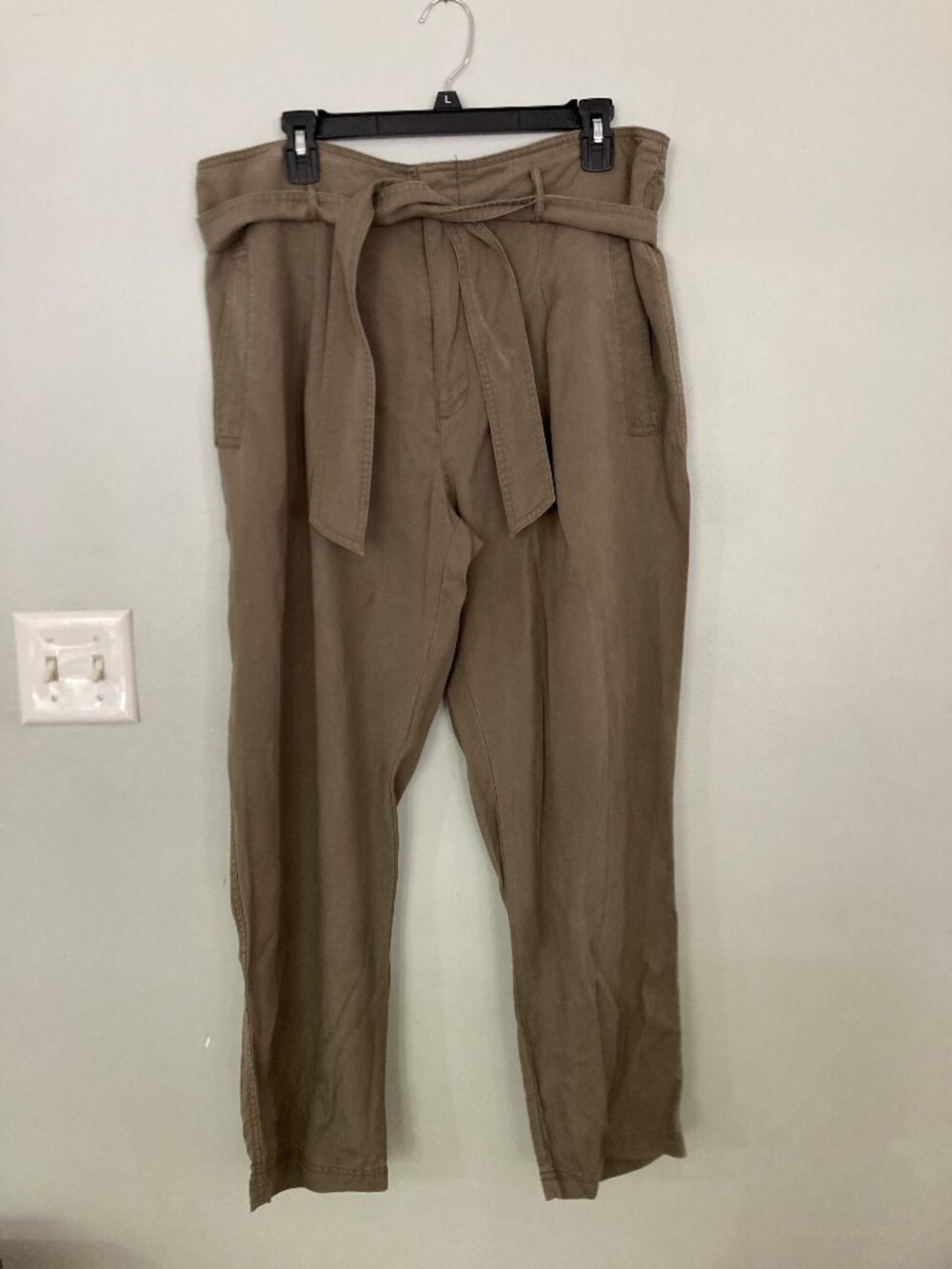 Lauren Ralph Lauren Womens Green Khaki Belted High-Waisted Trousers Old Money